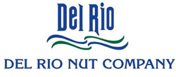 Del Rio Nut Company logo with dark blue and green waves under Del Rio