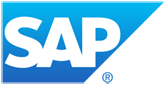 SAP logo with light blue background cut of diagonal